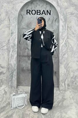 ست جلیقه تک جیب و شلوار بگ کتان زارا