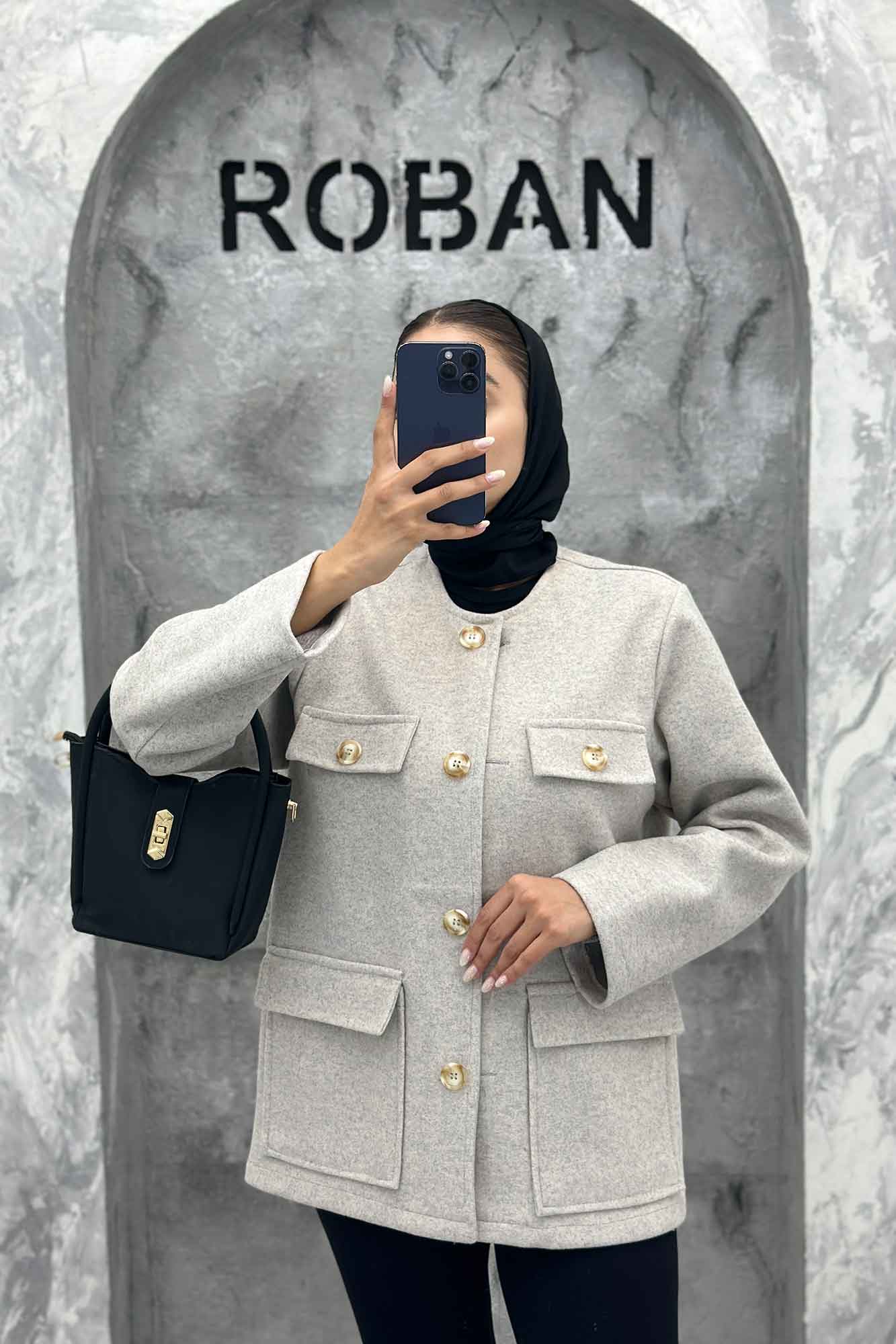 کت یقه گرد فوتر چهار جیب QUEEN