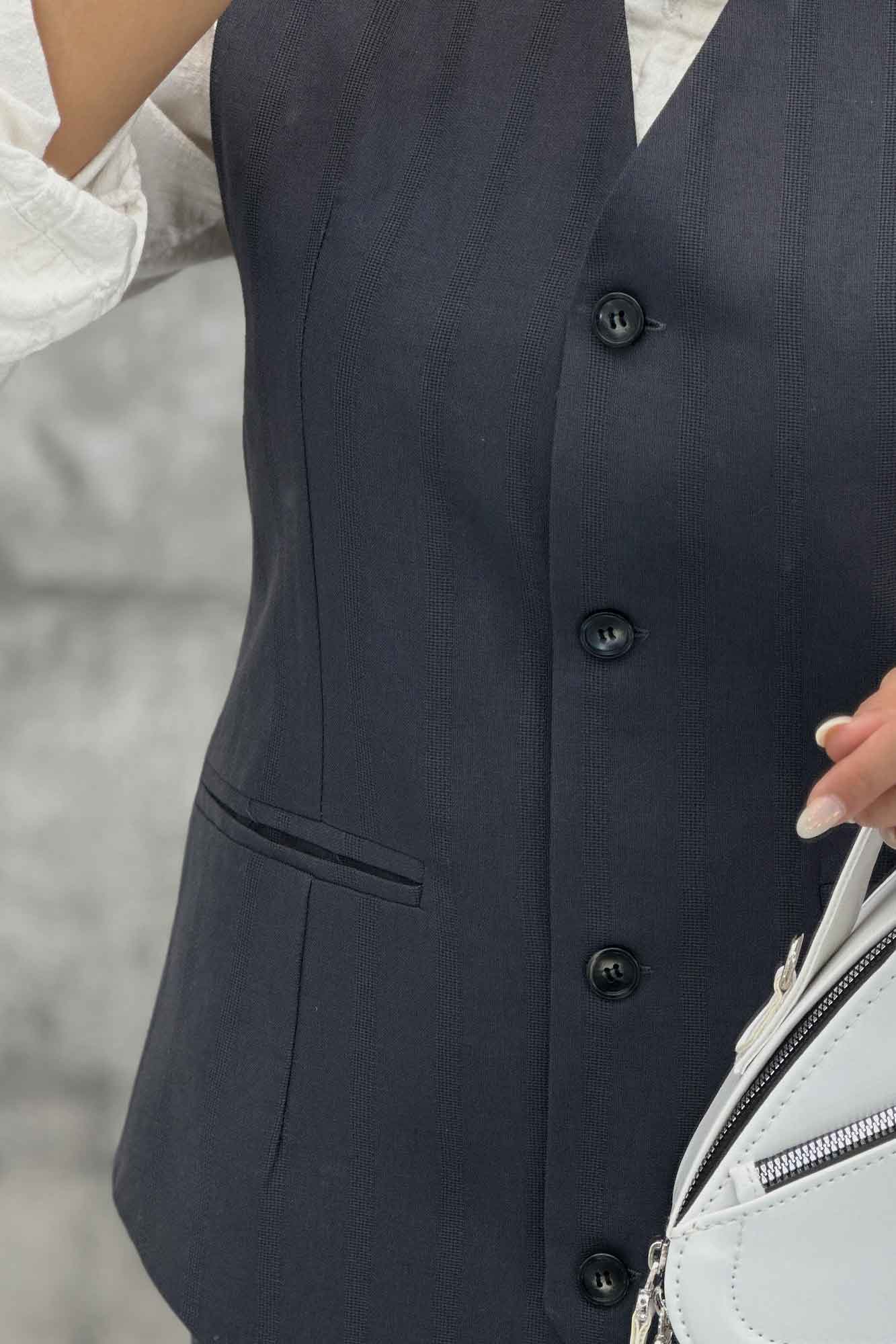 ست ژیله و شلوار یقه هفت لینن ژاکارد