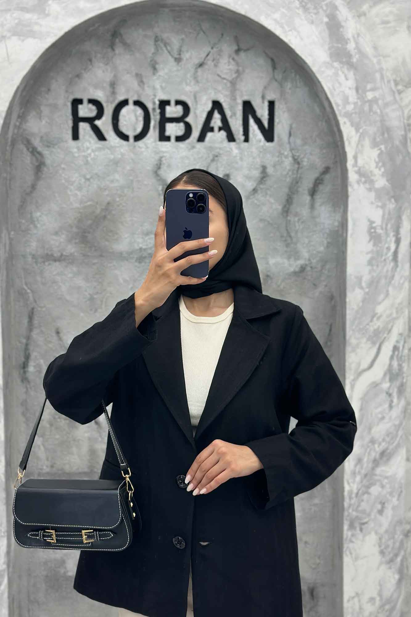 مانتو کتی دو دکمه عمودی جیب فیلتو لینن ژاکارد