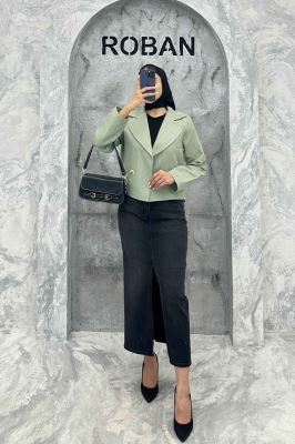 کت کراپ جیب فیلتو لینن ژاکارد