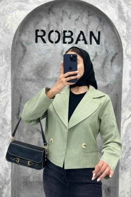 کت کراپ جیب فیلتو لینن ژاکارد