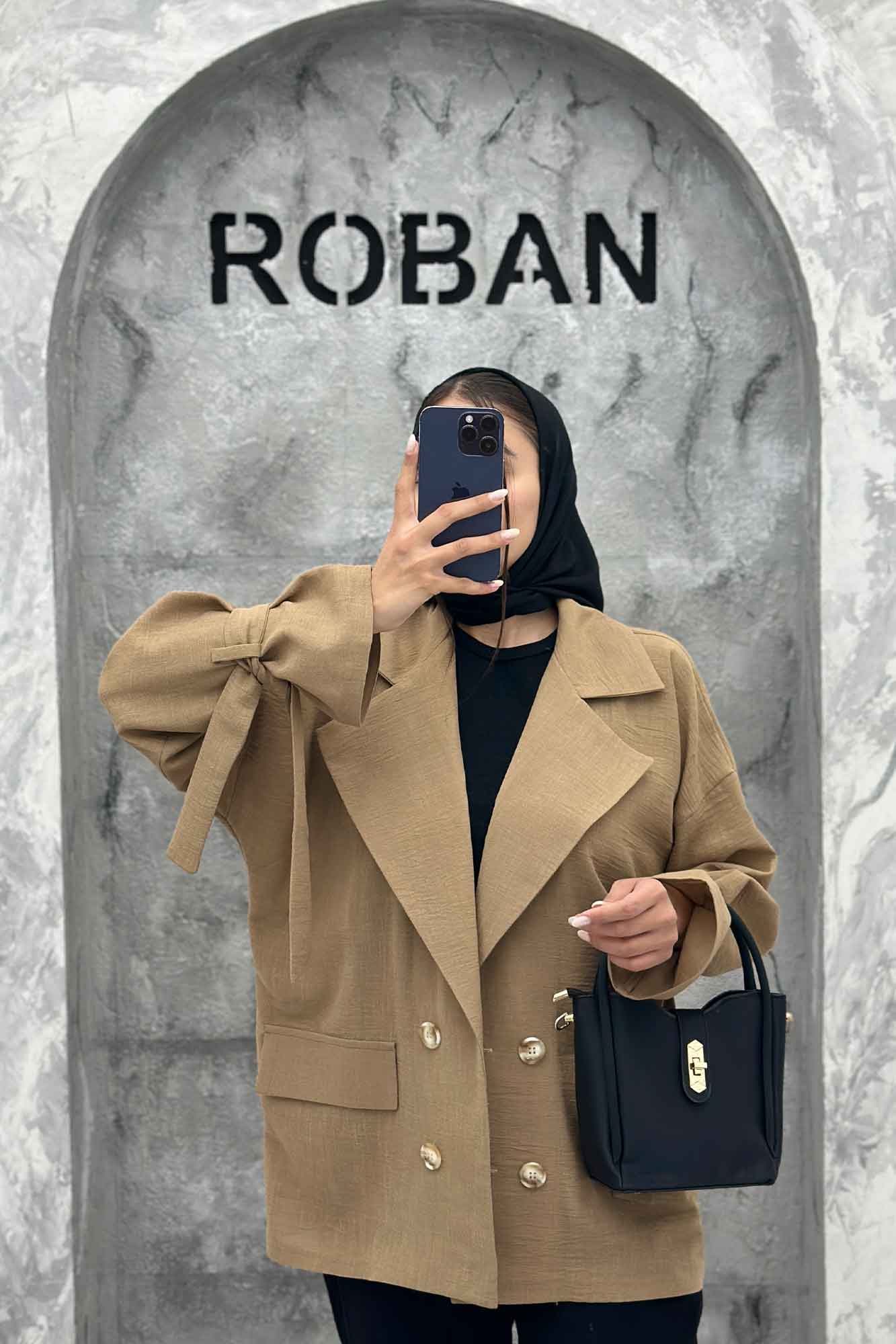 کت یقه انگلیسی آستین بنددار عسل