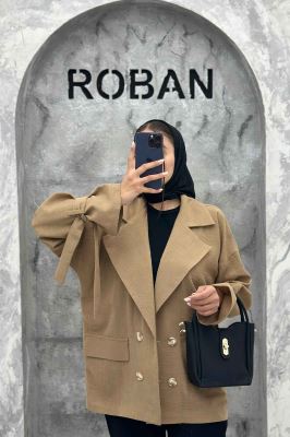 کت یقه انگلیسی آستین بنددار عسل