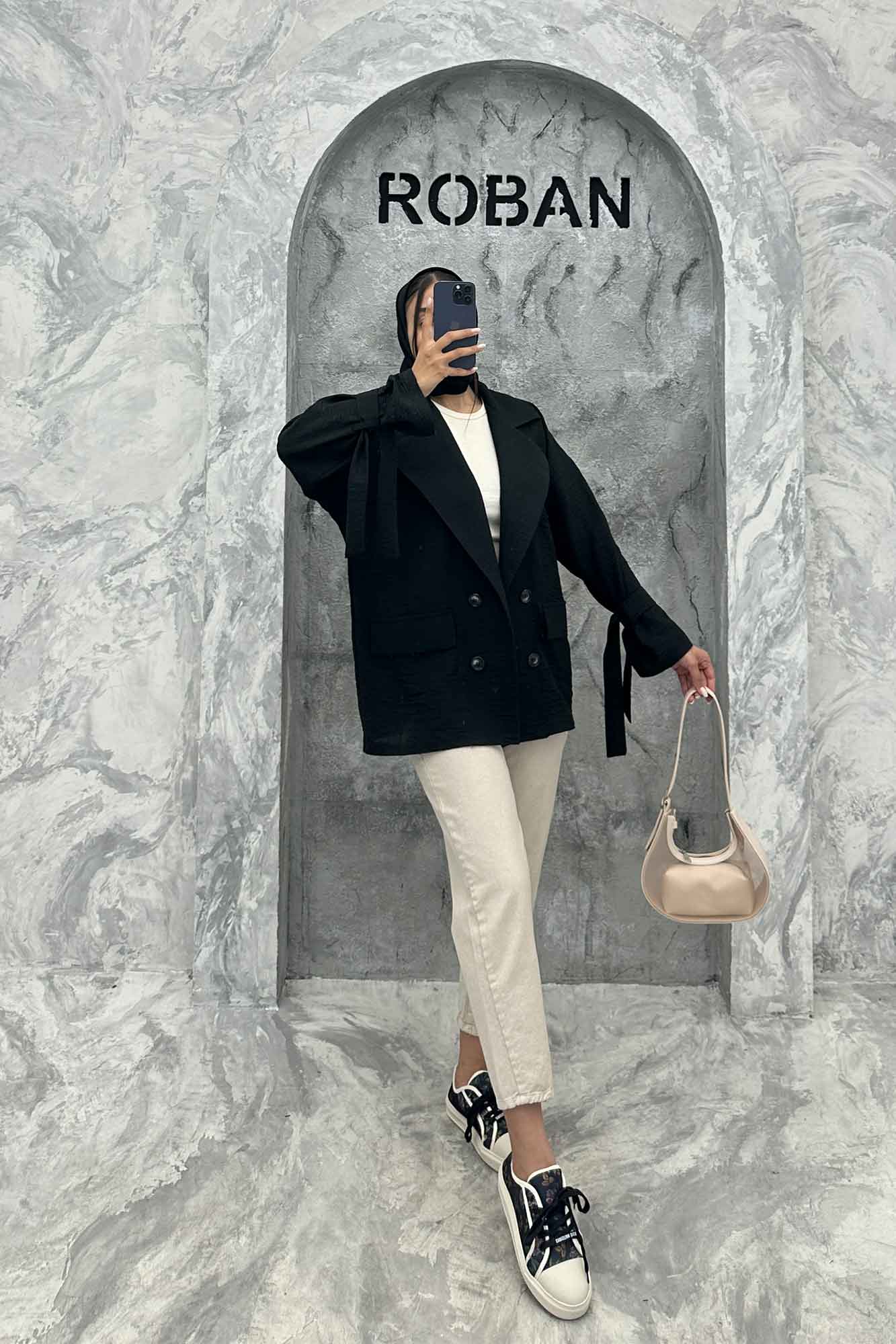 کت یقه انگلیسی آستین بنددار عسل