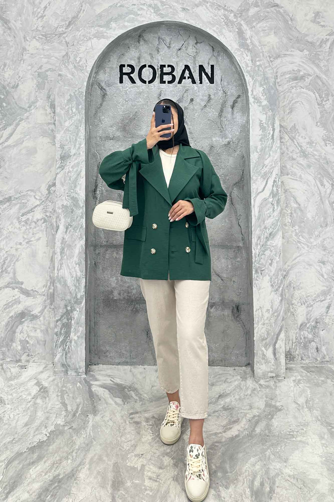 کت یقه انگلیسی آستین بنددار عسل