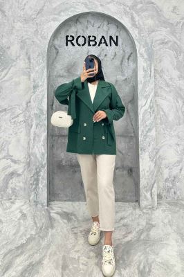 کت یقه انگلیسی آستین بنددار عسل