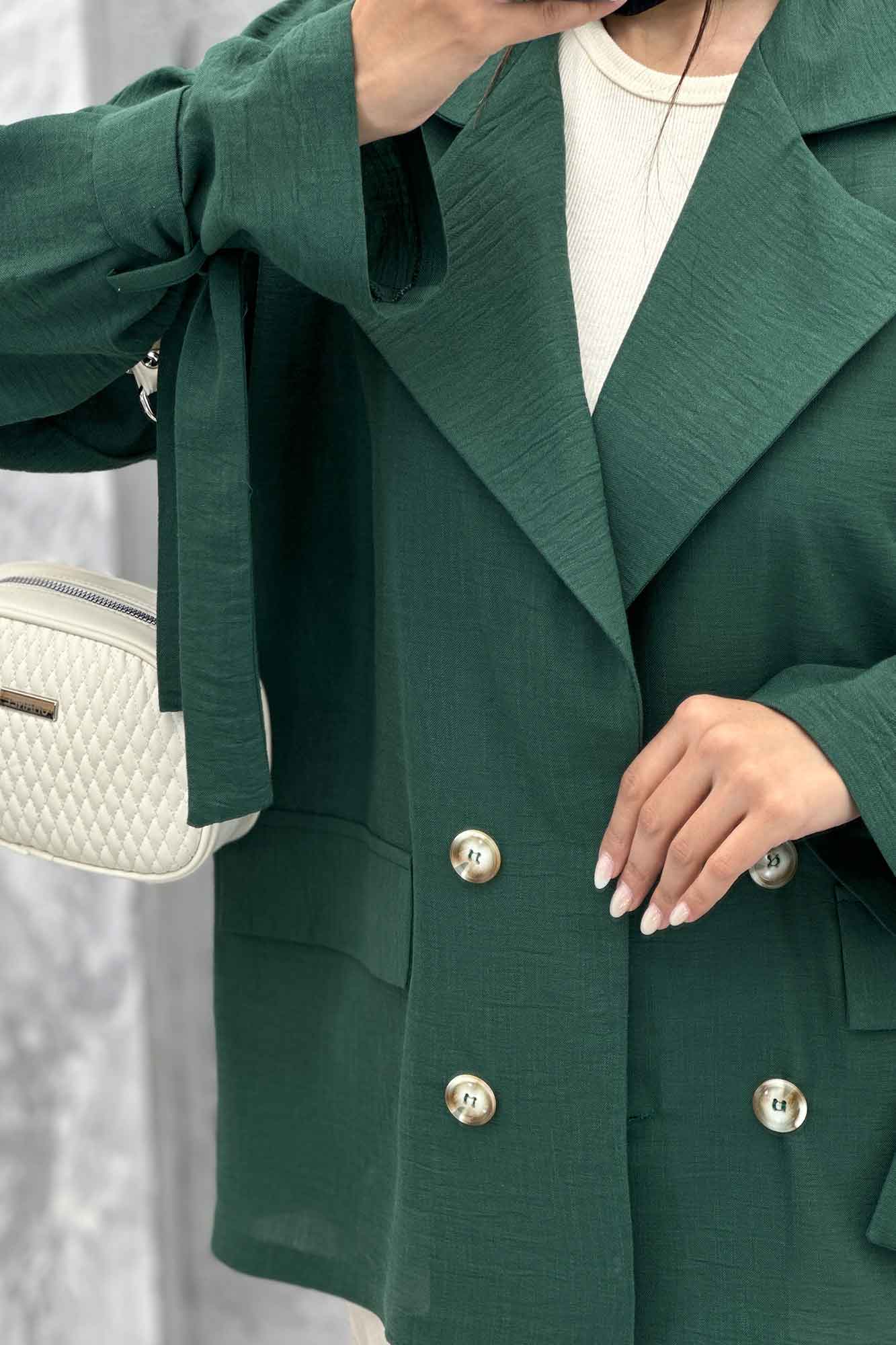 کت یقه انگلیسی آستین بنددار عسل