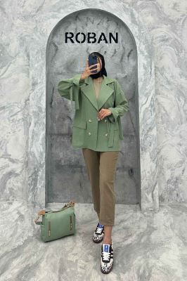 کت یقه انگلیسی آستین بنددار عسل