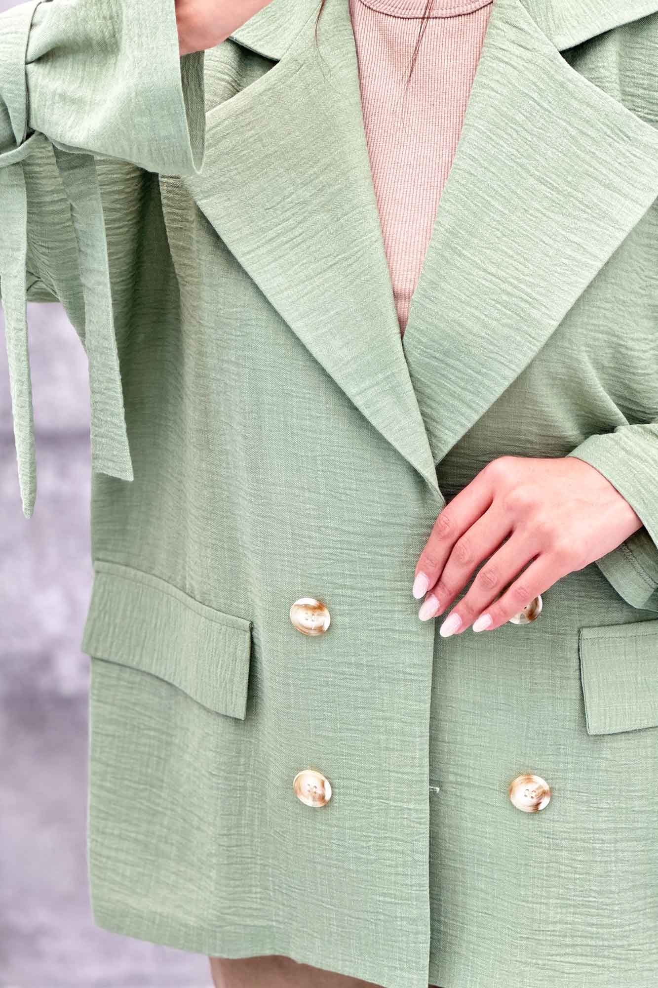 کت یقه انگلیسی آستین بنددار عسل