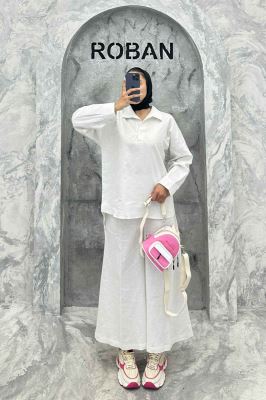 ست مانتو و شلوار بگ لینن نچرال دنیا