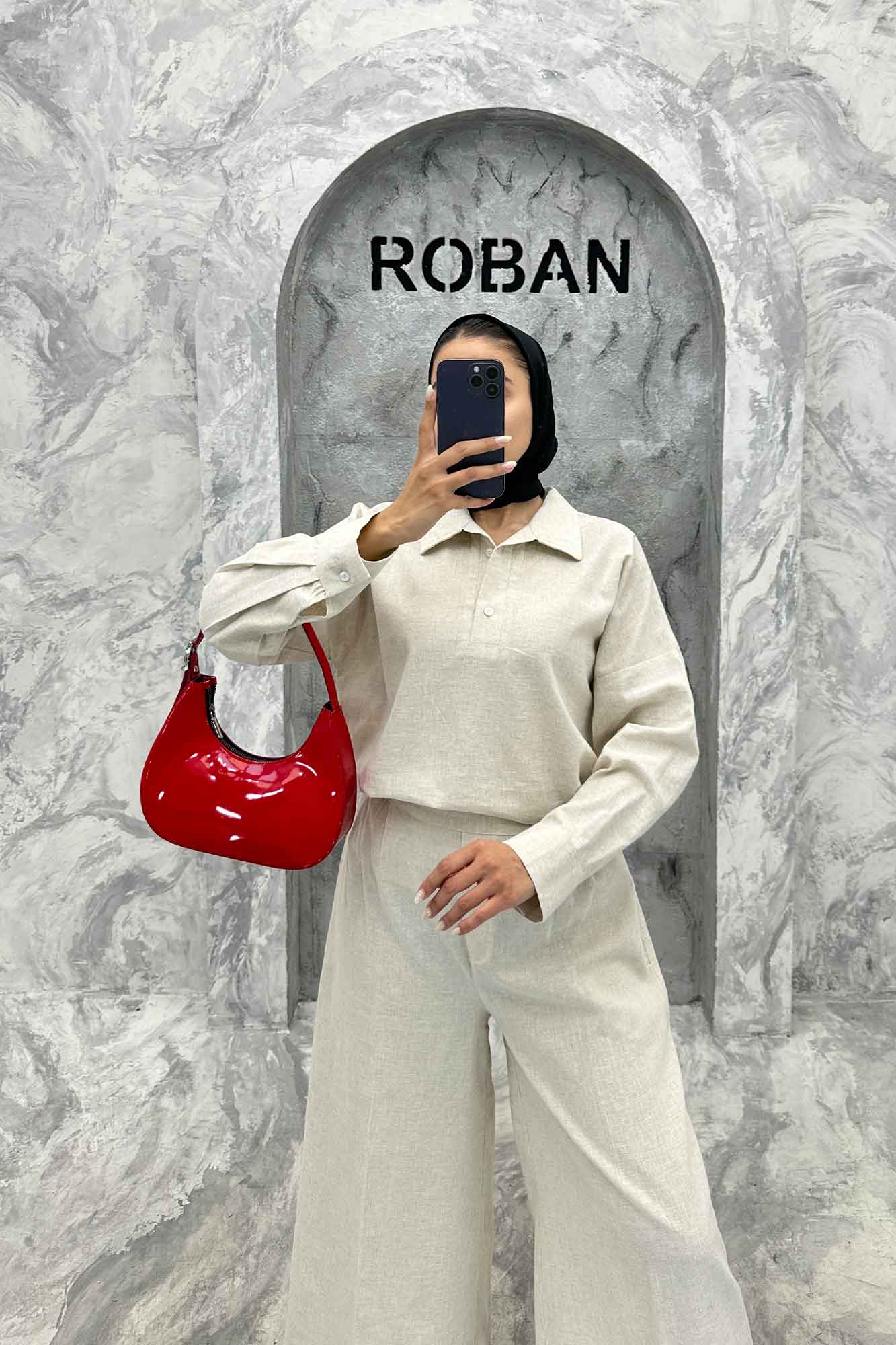 ست مانتو و شلوار بگ لینن نچرال دنیا