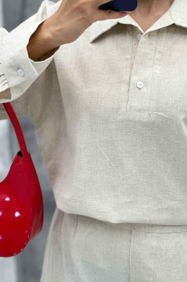 ست مانتو و شلوار بگ لینن نچرال دنیا