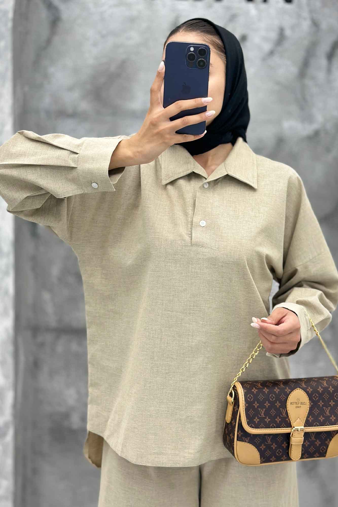 ست مانتو و شلوار بگ لینن نچرال دنیا