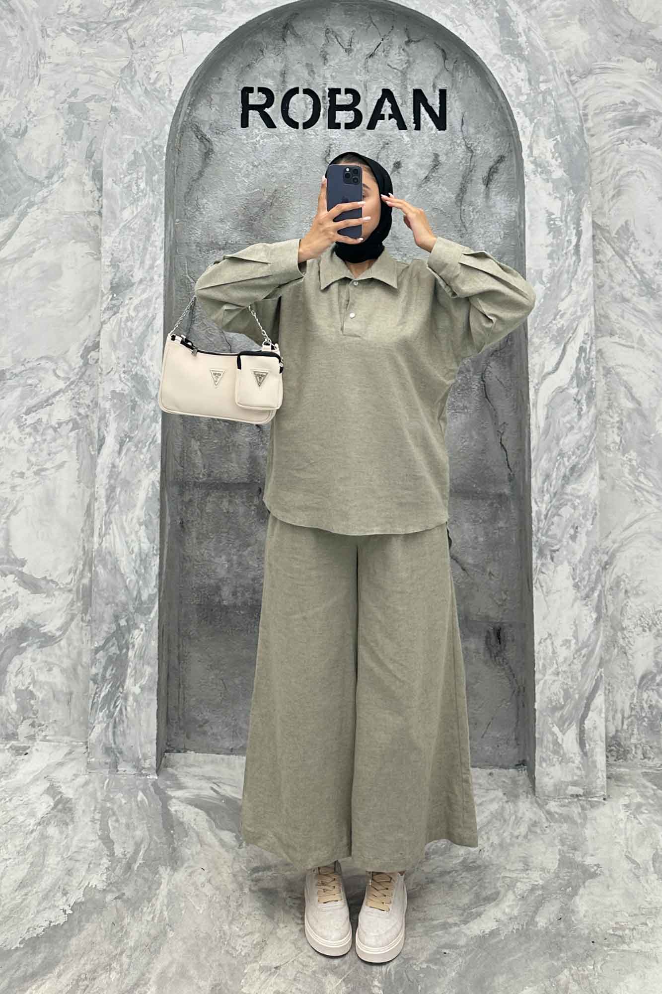 ست مانتو و شلوار بگ لینن نچرال دنیا