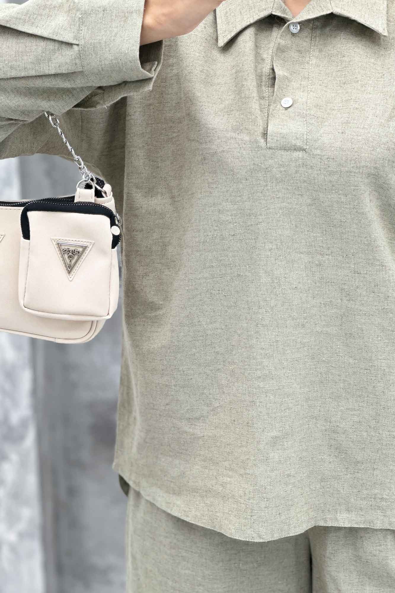 ست مانتو و شلوار بگ لینن نچرال دنیا