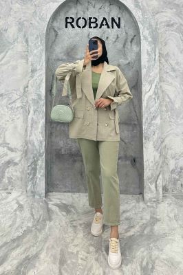 مانتو کتی آستین بند دار لینن نچرال