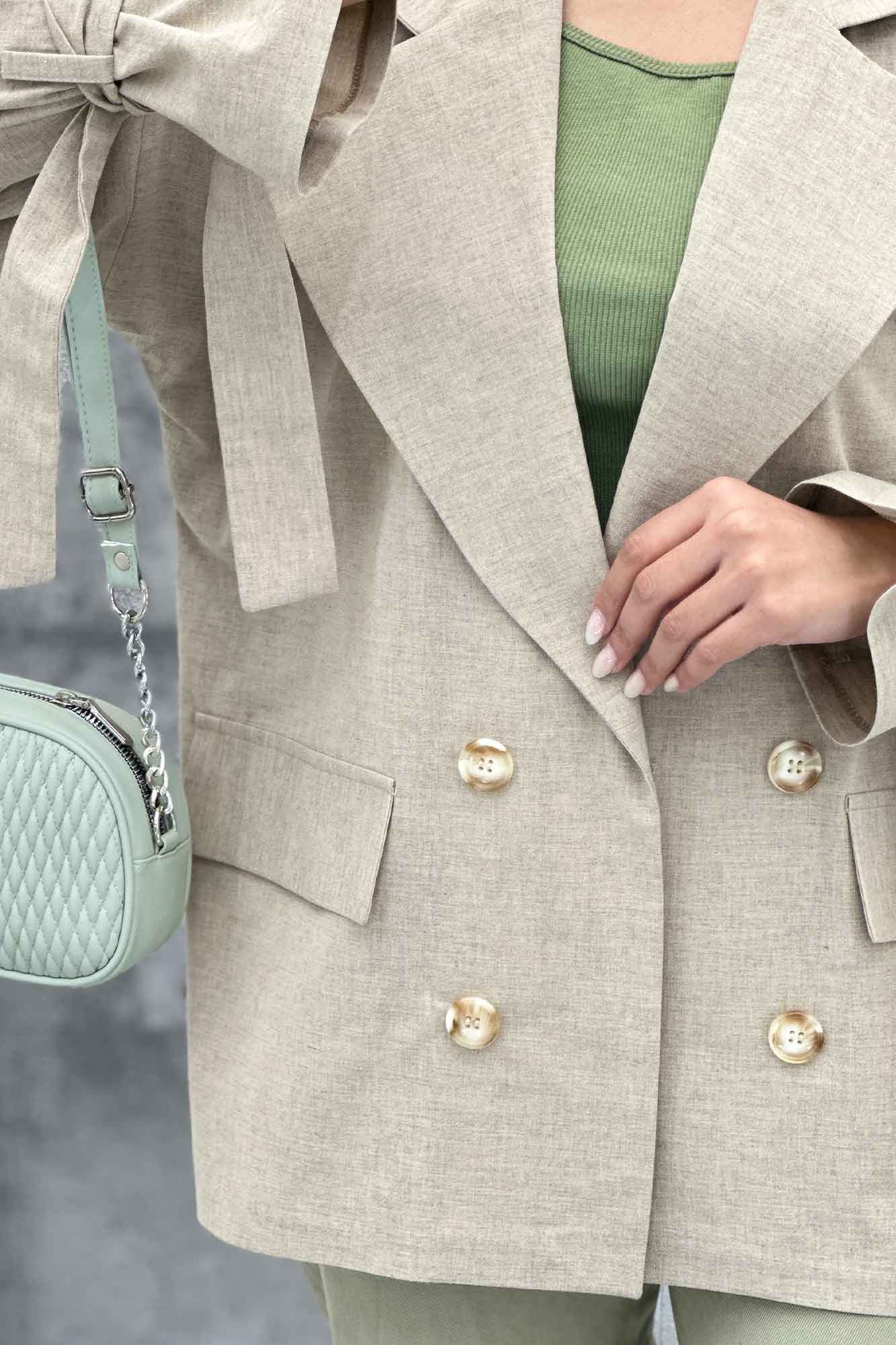 مانتو کتی آستین بند دار لینن نچرال