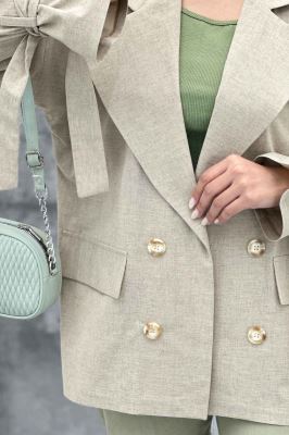 مانتو کتی آستین بند دار لینن نچرال