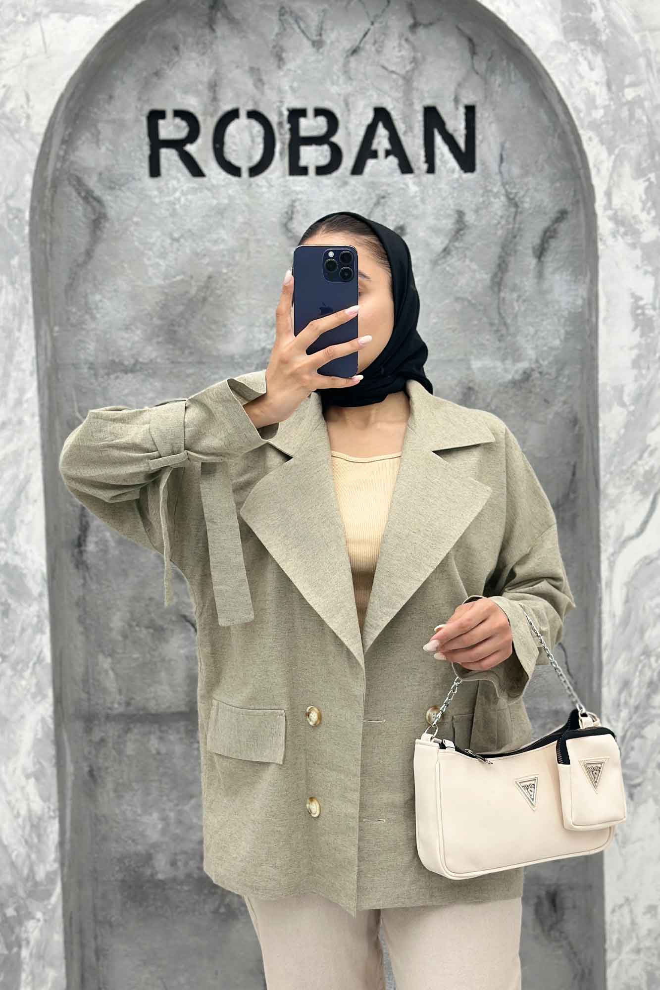 مانتو کتی آستین بند دار لینن نچرال