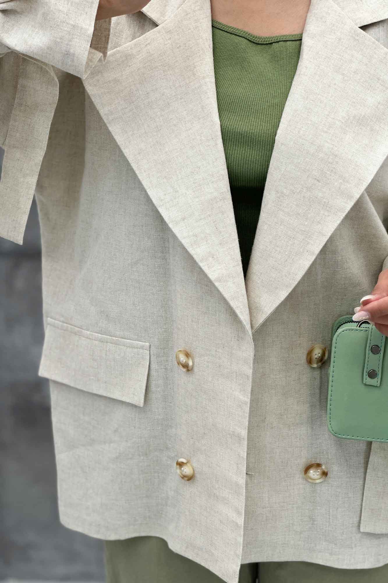 مانتو کتی آستین بند دار لینن نچرال