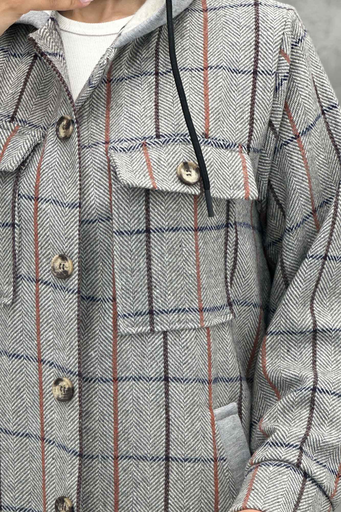 کت شکت فوتر چهارخانه کلاه دار