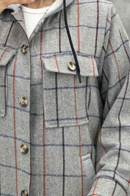 کت شکت فوتر چهارخانه کلاه دار