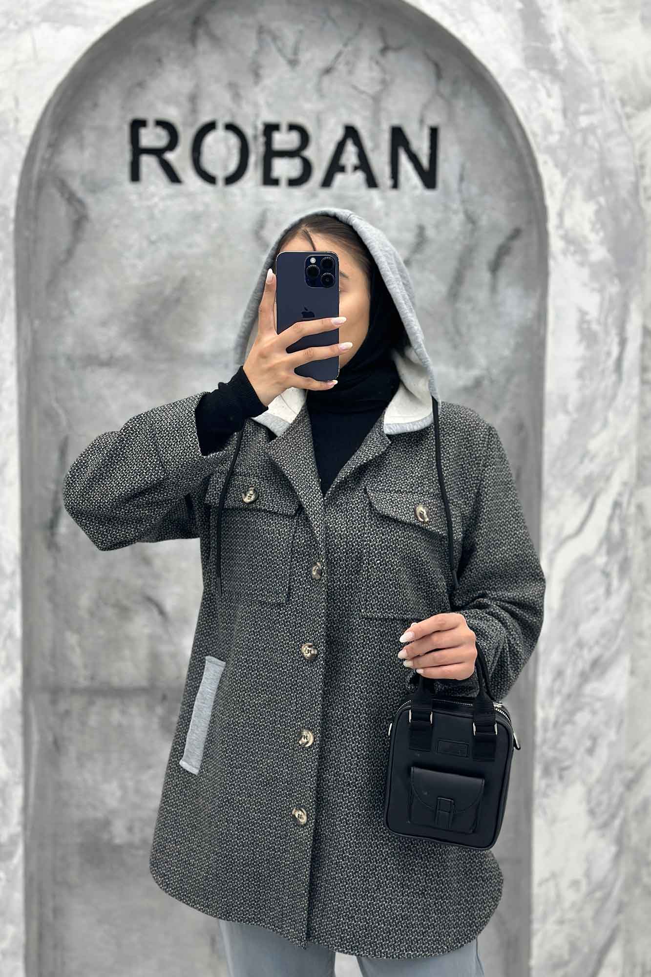 کت شکت فوتر چهارخانه کلاه دار