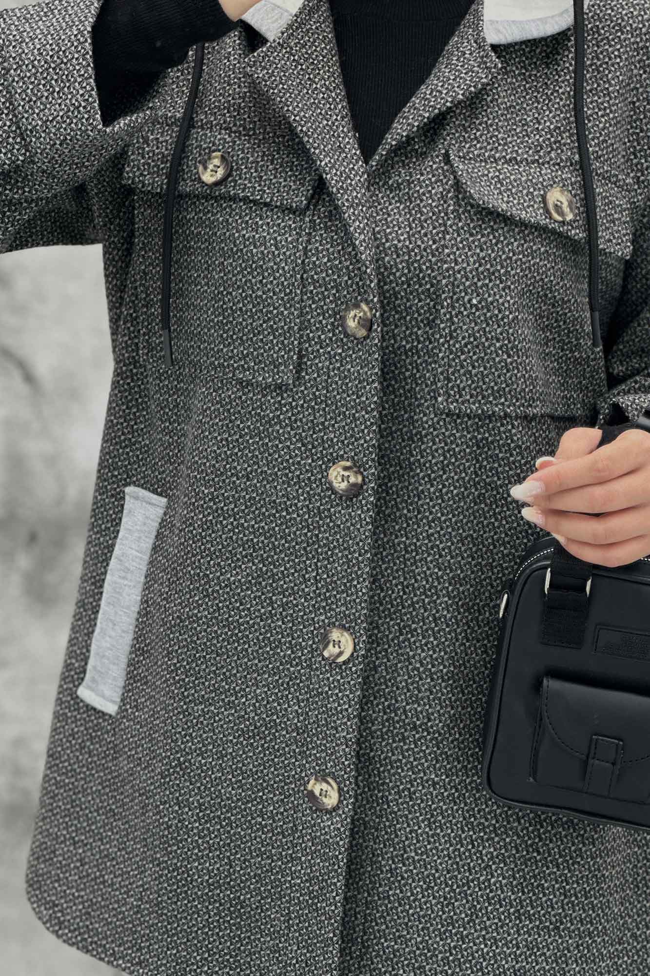 کت شکت فوتر چهارخانه کلاه دار