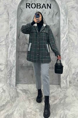 کت شکت فوتر چهارخانه کلاه دار