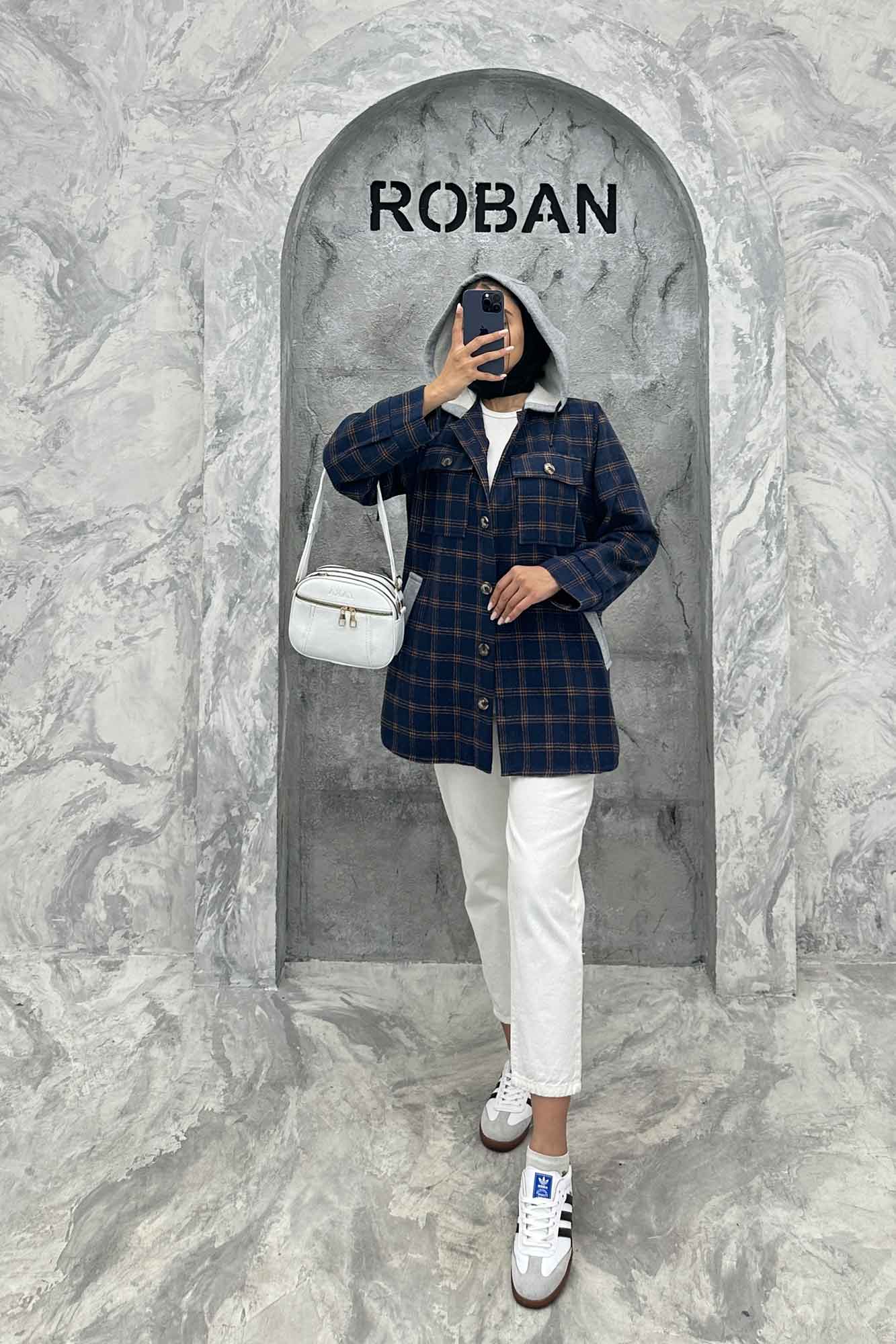 کت شکت فوتر چهارخانه کلاه دار