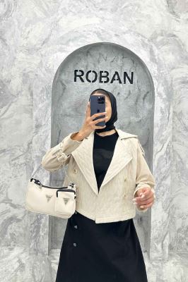 کت کراپ دو تیکه فریال کتان مروارید