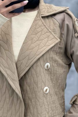 کت کراپ دو تیکه فریال کتان مروارید