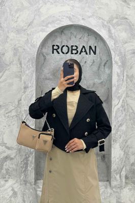 کت کراپ دو تیکه فریال کتان مروارید