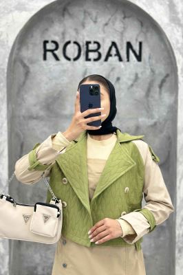 کت کراپ دو تیکه فریال کتان مروارید