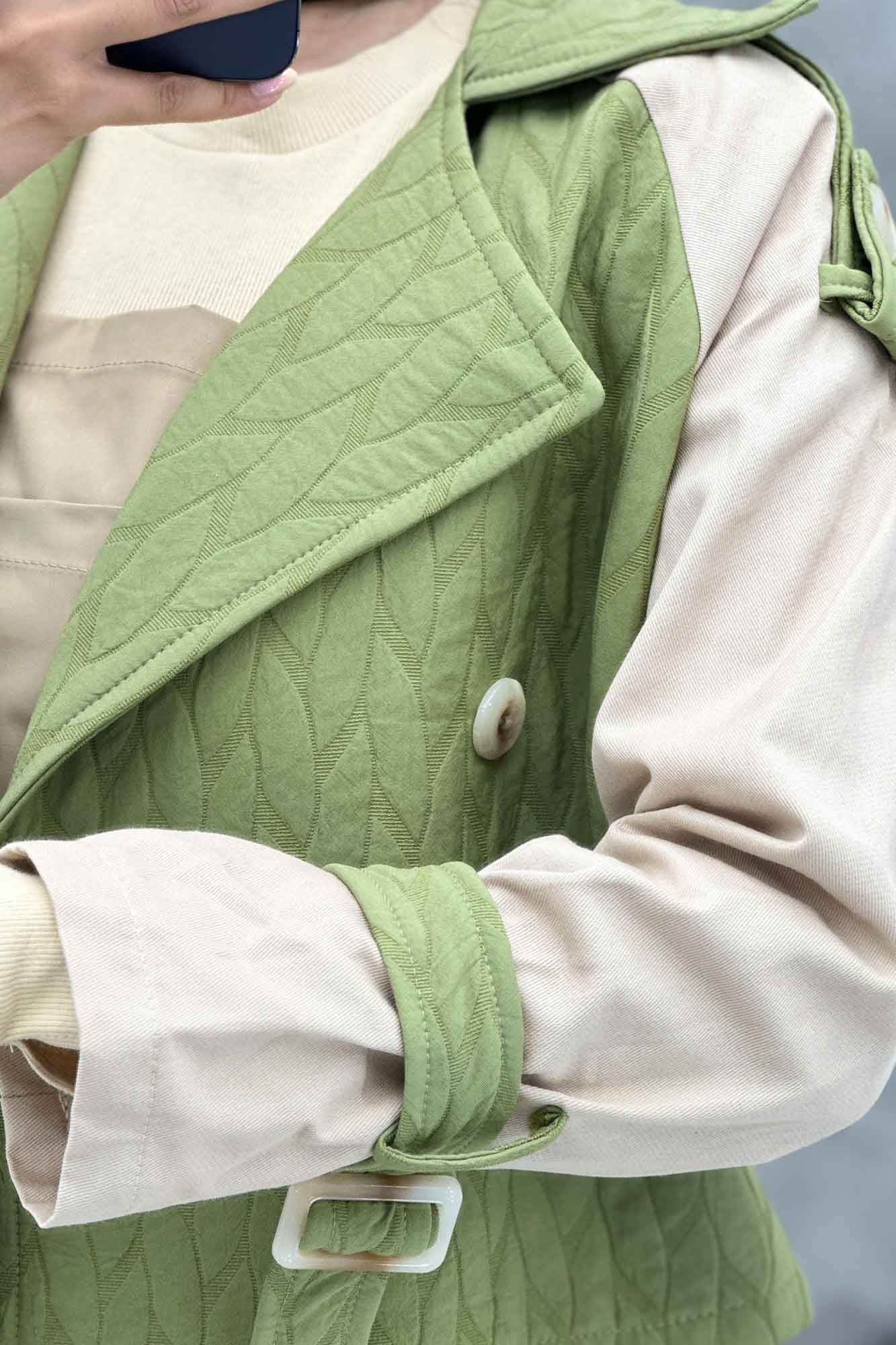 کت کراپ دو تیکه فریال کتان مروارید