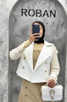 کت کراپ دو تیکه فریال کتان مروارید