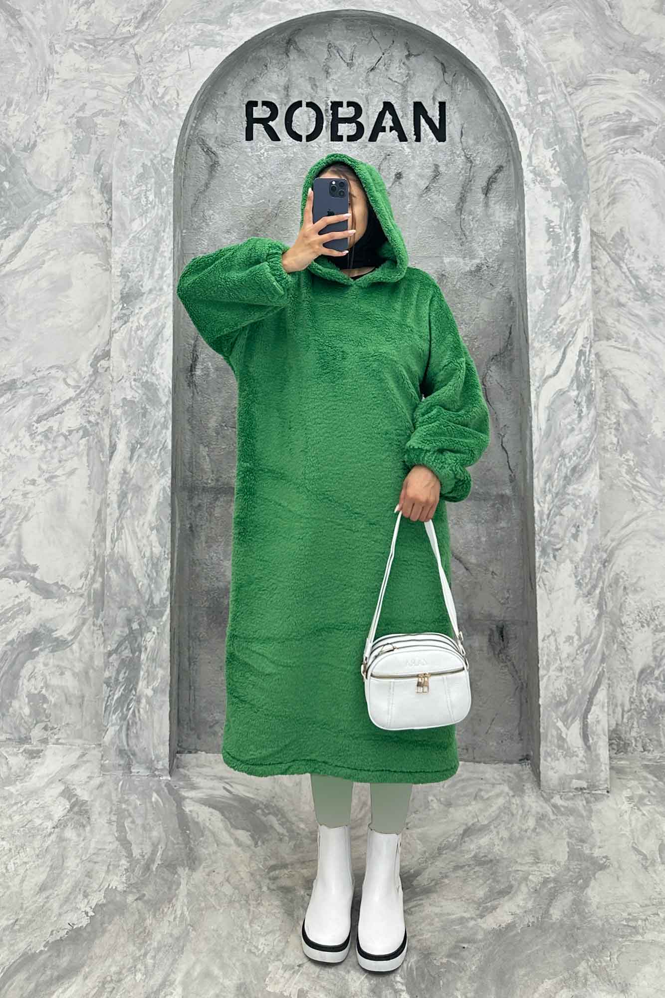 مانتو بلند تدی کلاهدار