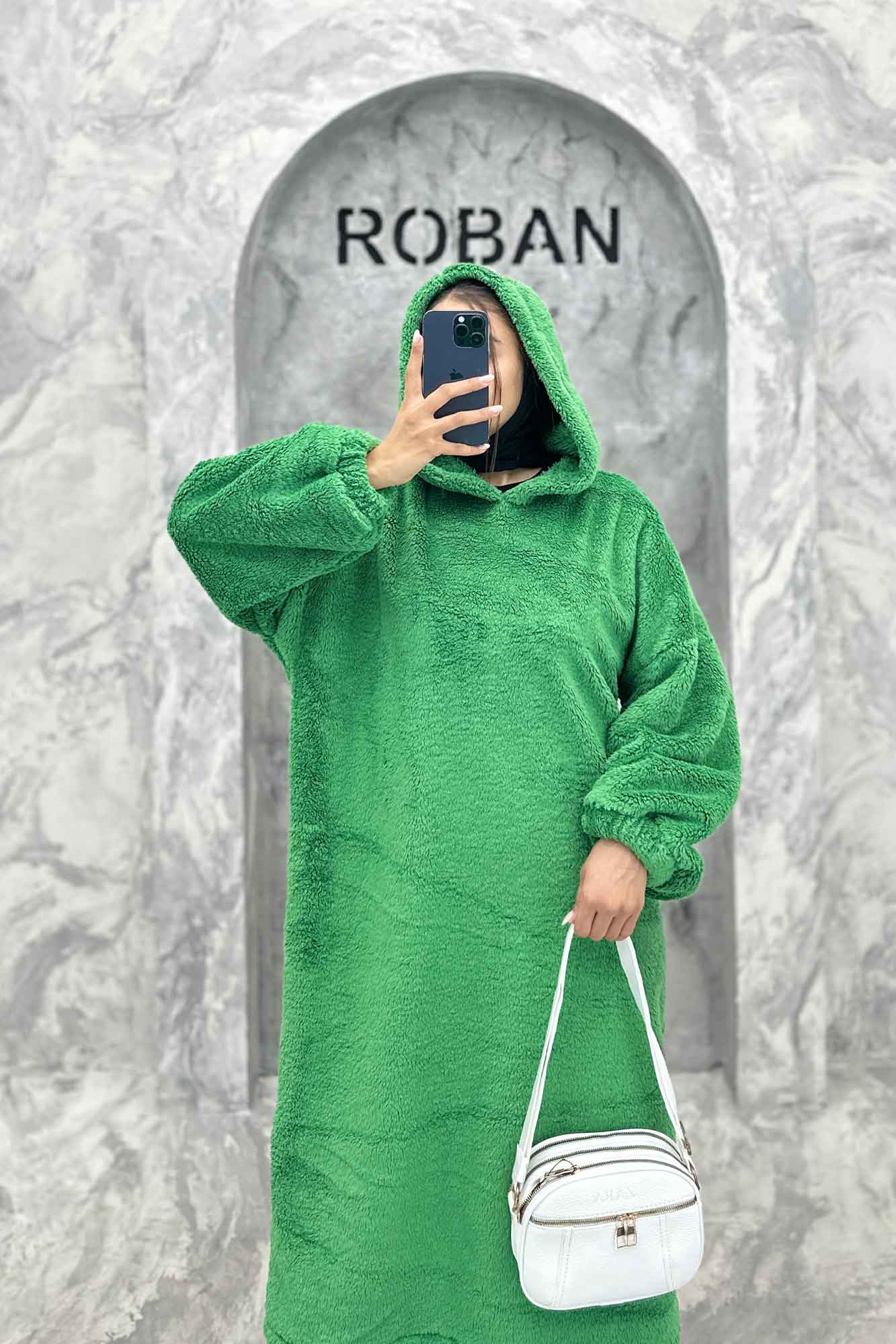 مانتو بلند تدی کلاهدار