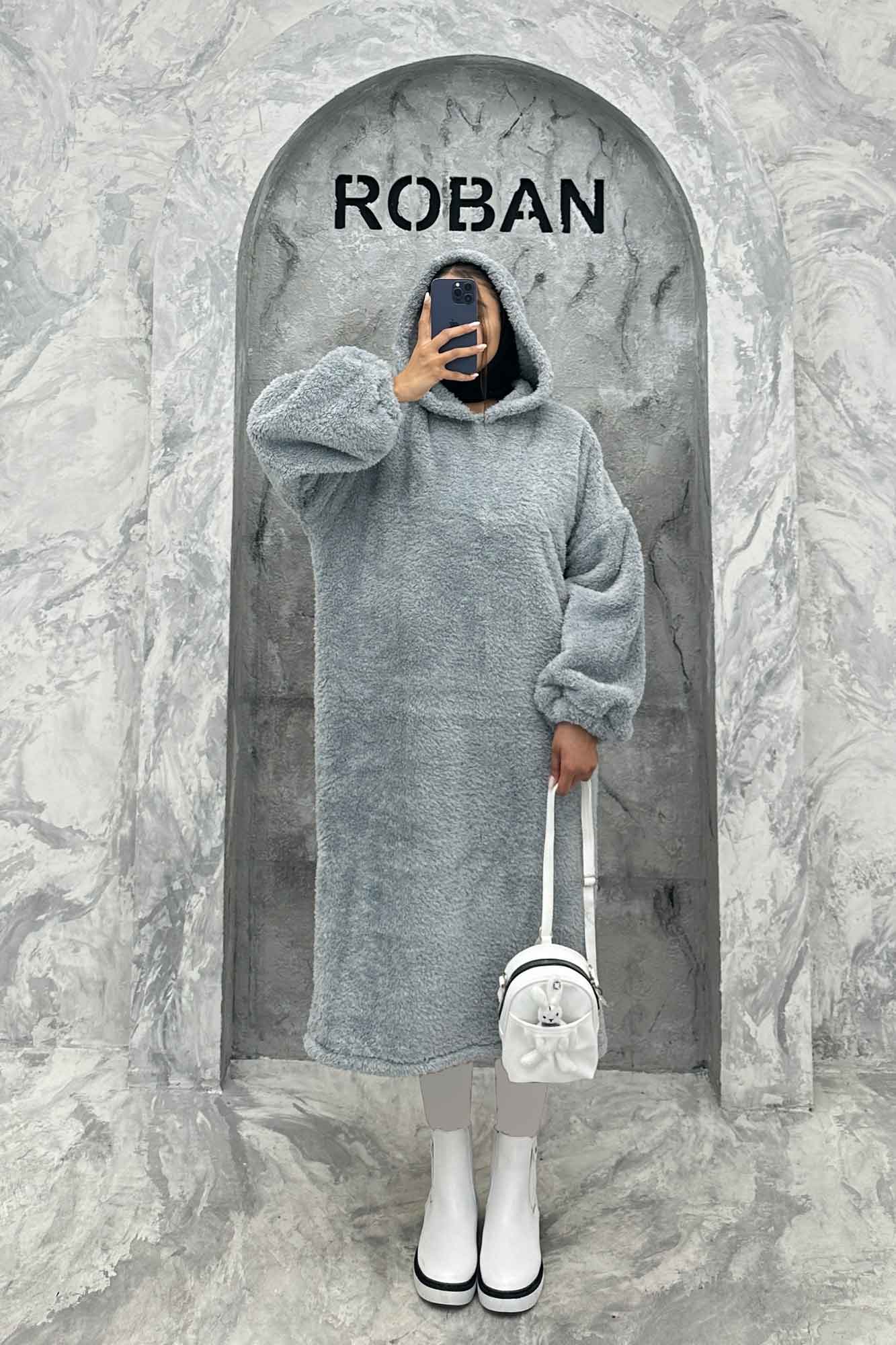 مانتو بلند تدی کلاهدار