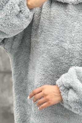 مانتو بلند تدی کلاهدار