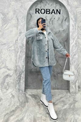 مانتو کوتاه تدی جلو دکمه