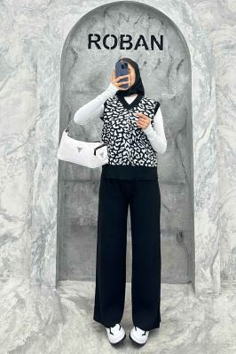 ست وست و شلوار پلنگی بافت