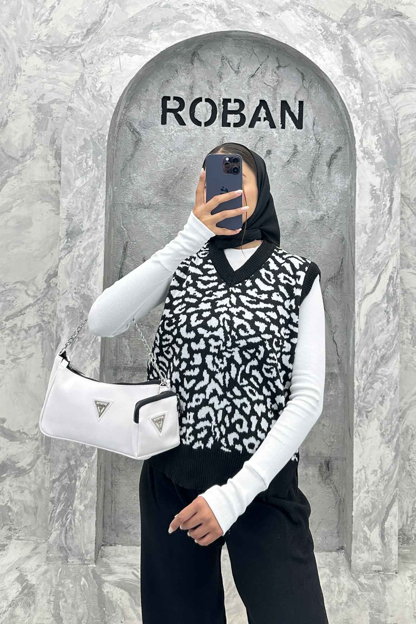 ست وست و شلوار پلنگی بافت