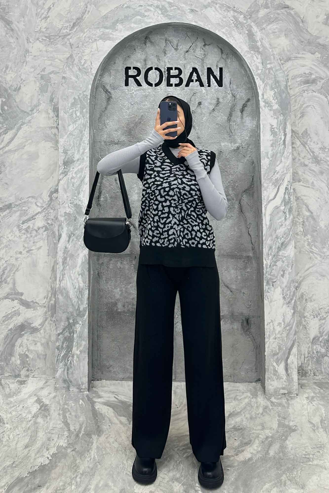 ست وست و شلوار پلنگی بافت