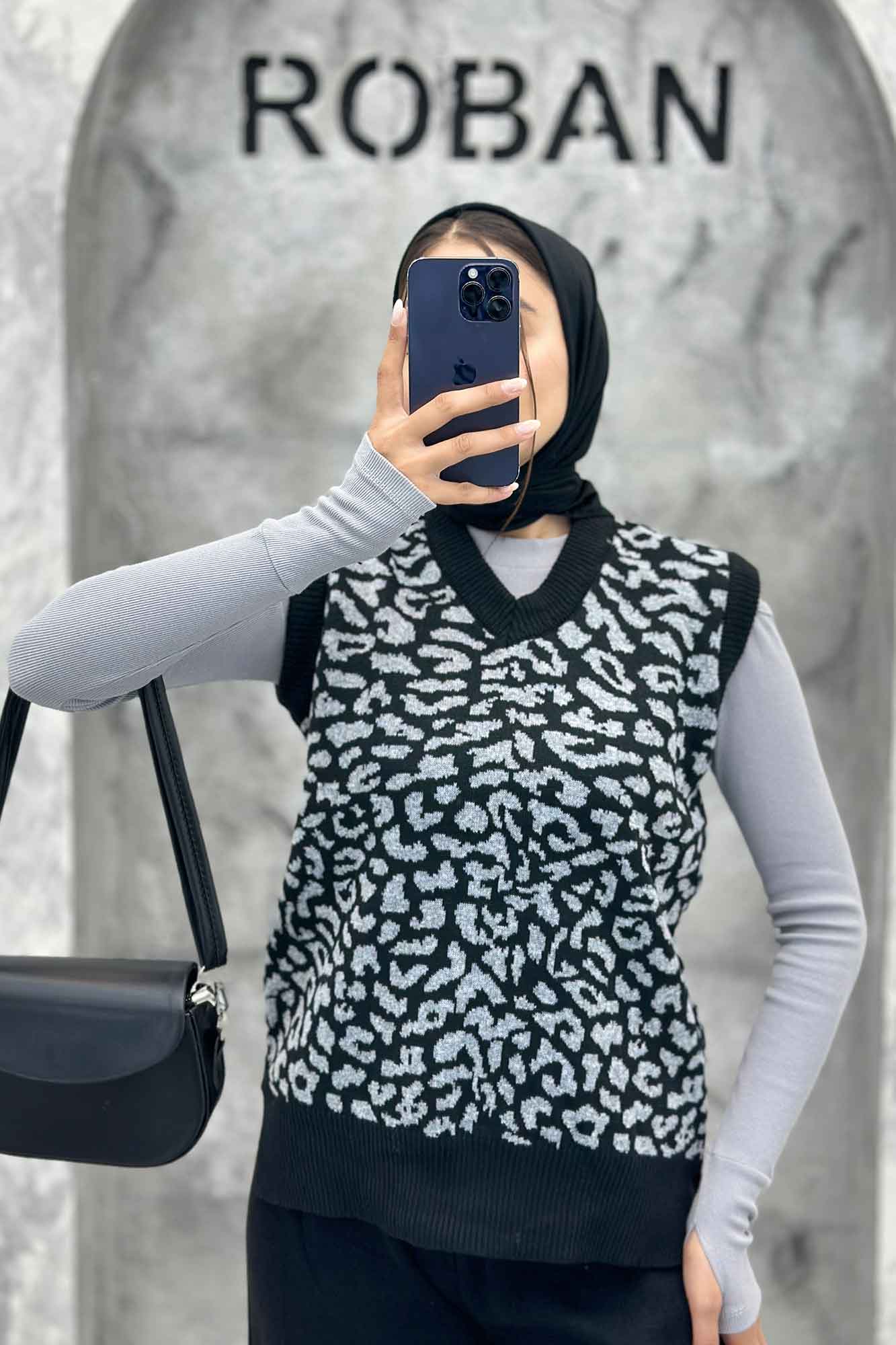 ست وست و شلوار پلنگی بافت