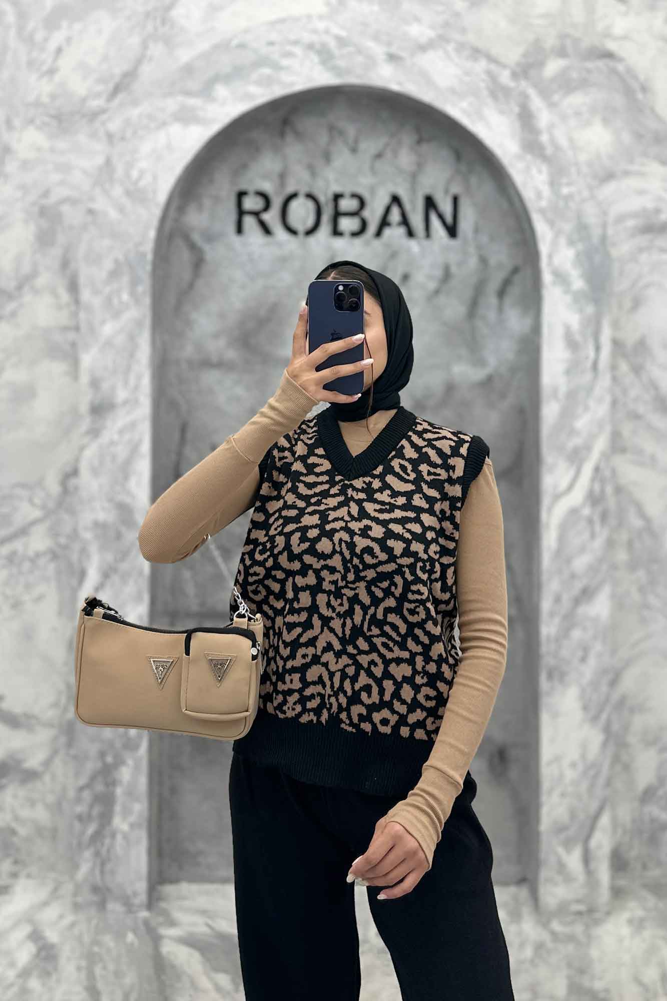 ست وست و شلوار پلنگی بافت