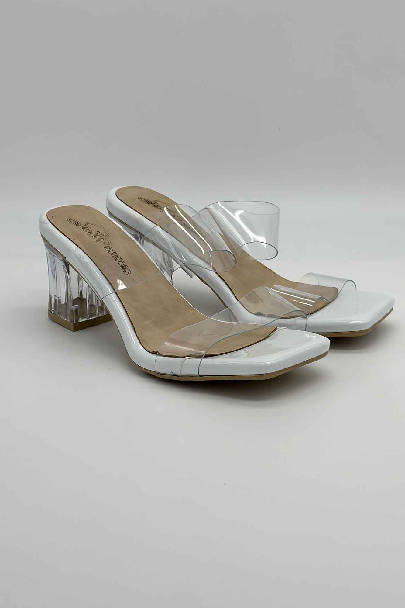 صندل پاشنه بلند طلقی شیشه ای