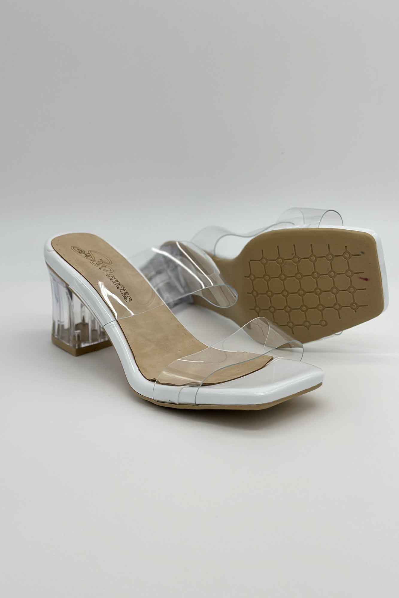 صندل پاشنه بلند طلقی شیشه ای