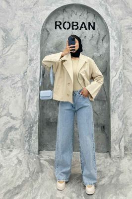 کت کراپ سر آستین دکمه کتان زارا SERLA